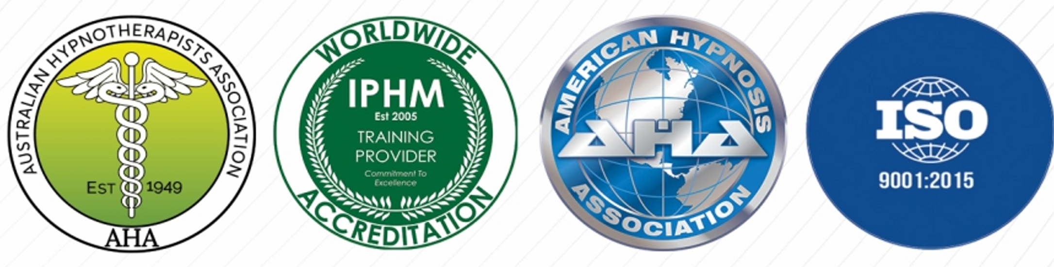 Australian Hypnotherapists Association, IPHM, American Hypnosis Association, ISO 9001:2015 Accreditations